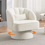 Fauteuil pivotant moderne à 360°, fauteuil de salon rond rotatif avec dossier rayé et rembourrage doux, fauteuil club confortable pour salon, chambre à coucher