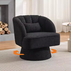 Fauteuil pivotant moderne à 360°, fauteuil de salon rond rotatif avec dossier rayé et rembourrage doux, fauteuil club confortable pour salon, chambre à coucher