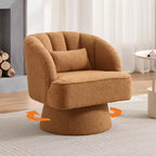 Fauteuil pivotant moderne à 360°, fauteuil de salon rond rotatif avec dossier rayé et rembourrage doux, fauteuil club confortable pour salon, chambre à coucher