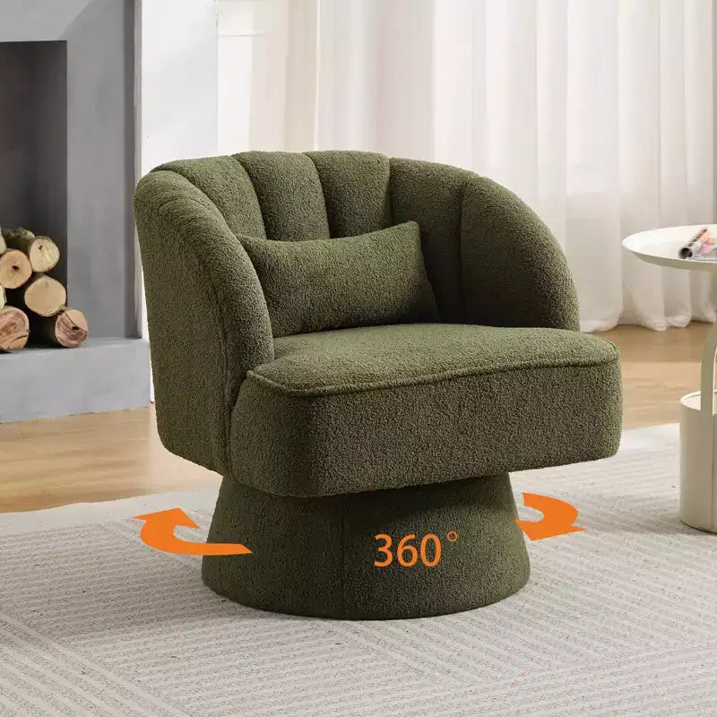 Fauteuil pivotant moderne à 360°, fauteuil de salon rond rotatif avec dossier rayé et rembourrage doux, fauteuil club confortable pour salon, chambre à coucher