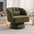 Fauteuil pivotant moderne à 360°, fauteuil de salon rond rotatif avec dossier rayé et rembourrage doux, fauteuil club confortable pour salon, chambre à coucher