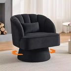 Fauteuil pivotant moderne à 360°, fauteuil de salon rond rotatif avec dossier rayé et rembourrage doux, fauteuil club confortable pour salon, chambre à coucher