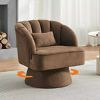 Fauteuil pivotant moderne à 360°, fauteuil de salon rond rotatif avec dossier rayé et rembourrage doux, fauteuil club confortable pour salon, chambre à coucher
