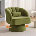 Fauteuil pivotant moderne à 360°, fauteuil de salon rond rotatif avec dossier rayé et rembourrage doux, fauteuil club confortable pour salon, chambre à coucher