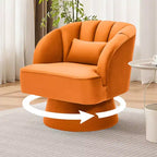 Fauteuil pivotant moderne à 360°, fauteuil de salon rond rotatif avec dossier rayé et rembourrage doux, fauteuil club confortable pour salon, chambre à coucher