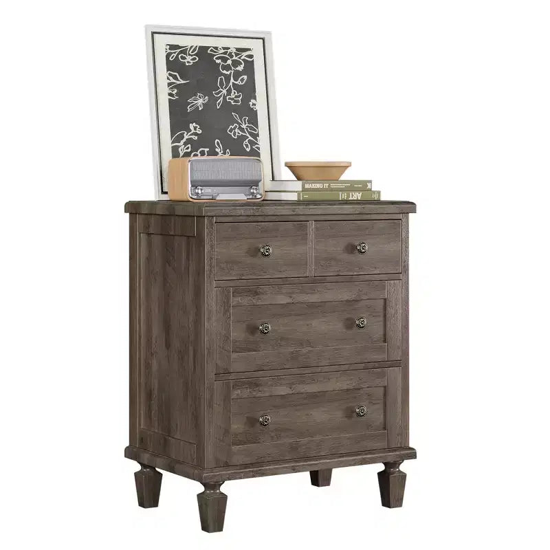 Acekool Vintage 4 Drawer Dresser for Bedroom, Wood Chest with Tapered Legs for Living Room