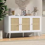 Bahut buffet moderne en rotin style bohème - Grande crédence avec étagères réglables - Solution de rangement pour salle à manger, cuisine, salon