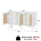 Bahut buffet moderne en rotin style bohème - Grande crédence avec étagères réglables - Solution de rangement pour salle à manger, cuisine, salon