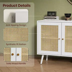 Bahut buffet moderne en rotin style bohème - Grande crédence avec étagères réglables - Solution de rangement pour salle à manger, cuisine, salon