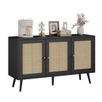Bahut buffet moderne en rotin style bohème - Grande crédence avec étagères réglables - Solution de rangement pour salle à manger, cuisine, salon