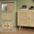 Bahut buffet moderne en rotin style bohème - Grande crédence avec étagères réglables - Solution de rangement pour salle à manger, cuisine, salon