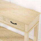 Farmhouse Console Table with 3 Drawers & Open Storage Shelf  2-Tier Wooden Sofa Table  Ideal for Entryway, Living Room, Hallway or Foyer