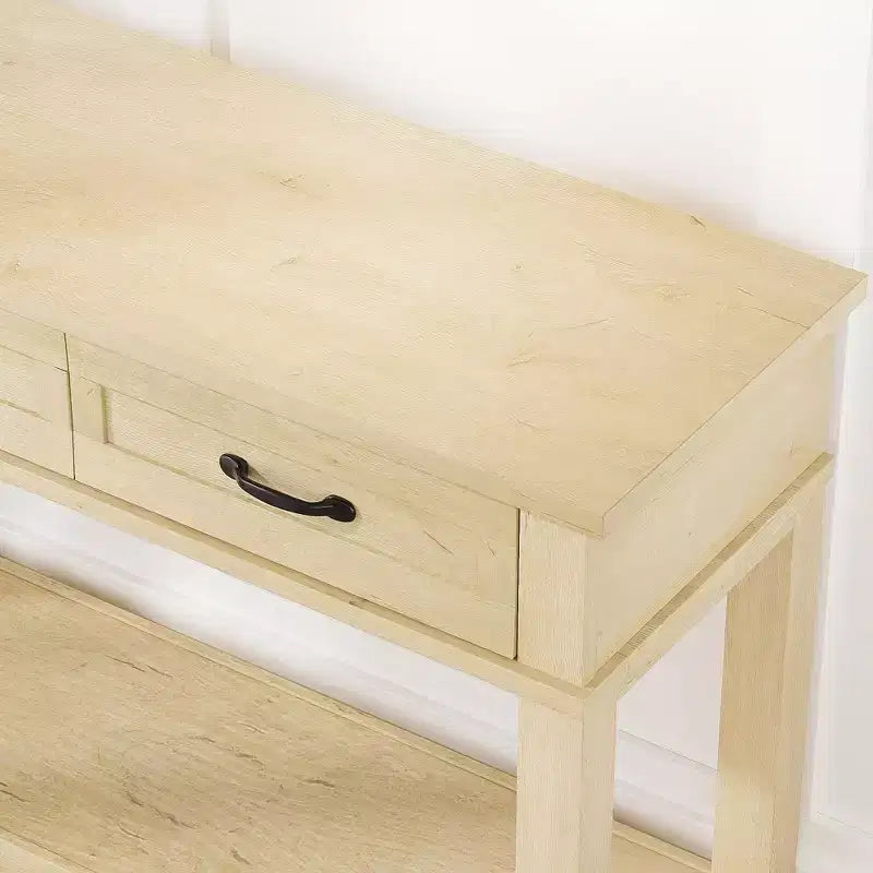Farmhouse Console Table with 3 Drawers & Open Storage Shelf  2-Tier Wooden Sofa Table  Ideal for Entryway, Living Room, Hallway or Foyer