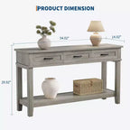 Farmhouse Console Table with 3 Drawers & Open Storage Shelf  2-Tier Wooden Sofa Table  Ideal for Entryway, Living Room, Hallway or Foyer