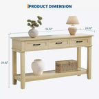 Farmhouse Console Table with 3 Drawers & Open Storage Shelf  2-Tier Wooden Sofa Table  Ideal for Entryway, Living Room, Hallway or Foyer