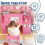 Ensemble Bureau et Chaise d'Étude Acekool pour Enfants avec Étagère, Plateau Inclinable et Rangement pour Chambre à Coucher et École
