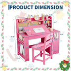 Ensemble Bureau et Chaise d'Étude Acekool pour Enfants avec Étagère, Plateau Inclinable et Rangement pour Chambre à Coucher et École