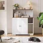 DobleePy Grande Chatière Meuble avec Tapis à Griffer, Cache Litière Anti-Chien pour Litières Autonettoyantes, Meuble de Salon