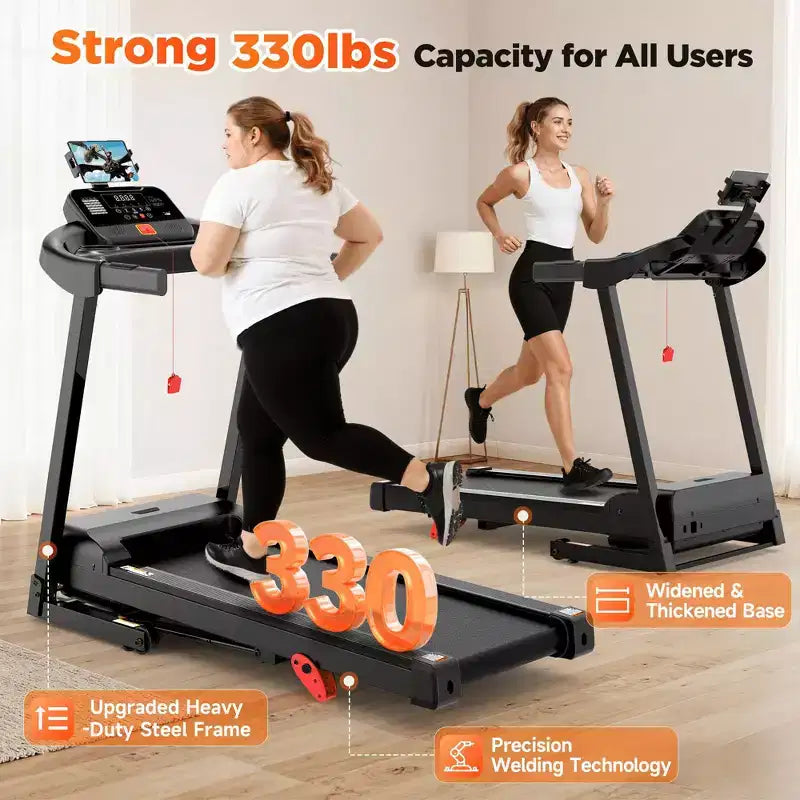 Tapis roulant 3.55HP en liquidation avec inclinaison de 10%, capacité de 320lb, pliable, tapis de course domestique 7.5MPH, 71 programmes intelligents, contrôle par APP, pour la course et la marche, avec genouillères gratuites