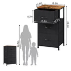 COZONY 3 Drawer Dresser with Fabric Bins, Compact Wood Grain Storage Organizer for Bedroom, Closet, Entryway
