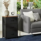 COZONY 3 Drawer Dresser with Fabric Bins, Compact Wood Grain Storage Organizer for Bedroom, Closet, Entryway