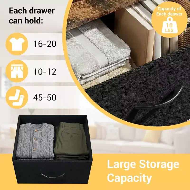 COZONY 3 Drawer Dresser with Fabric Bins, Compact Wood Grain Storage Organizer for Bedroom, Closet, Entryway