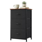 COZONY 3 Drawer Dresser with Fabric Bins, Compact Wood Grain Storage Organizer for Bedroom, Closet, Entryway