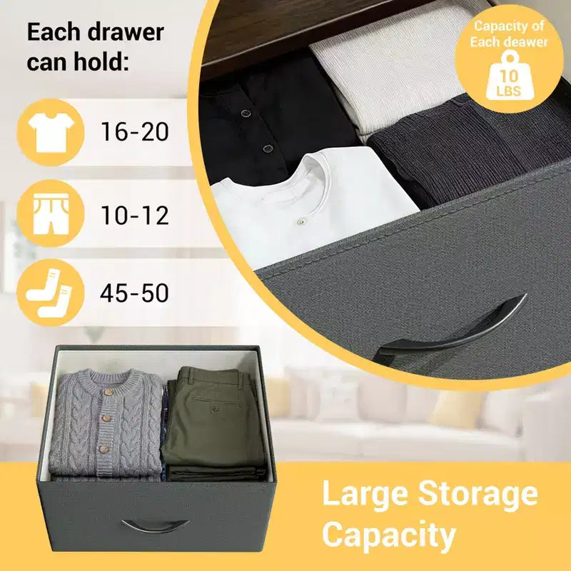 COZONY 3 Drawer Dresser with Fabric Bins, Compact Wood Grain Storage Organizer for Bedroom, Closet, Entryway