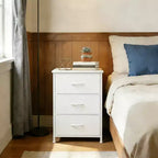 COZONY 3 Drawer Dresser with Fabric Bins, Compact Wood Grain Storage Organizer for Bedroom, Closet, Entryway