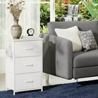 COZONY 3 Drawer Dresser with Fabric Bins, Compact Wood Grain Storage Organizer for Bedroom, Closet, Entryway