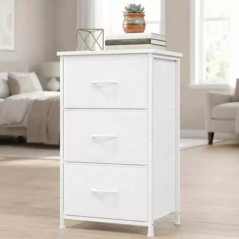 COZONY 3 Drawer Dresser with Fabric Bins, Compact Wood Grain Storage Organizer for Bedroom, Closet, Entryway