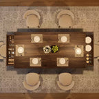 Table de salle à manger élégante et durable pour la maison et le restaurant, plateau rectangulaire épais, piétement double colonne robuste, idéale pour les espaces de repas modernes