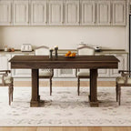 Table de salle à manger élégante et durable pour la maison et le restaurant, plateau rectangulaire épais, piétement double colonne robuste, idéale pour les espaces de repas modernes