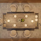 Table de salle à manger élégante et durable pour la maison et le restaurant, plateau rectangulaire épais, piétement double colonne robuste, idéale pour les espaces de repas modernes