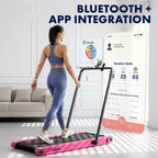 Tapis de marche 2-en-1 Squatz avec plaques vibrantes et guidon rose