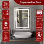 SUMERAIN 20x28 LED Bathroom Mirror with Dimmable Touch Control, Anti-Fog ETL Wall Vanity Mirror