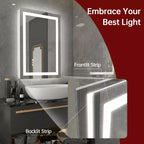 SUMERAIN 20x28 LED Bathroom Mirror with Dimmable Touch Control, Anti-Fog ETL Wall Vanity Mirror