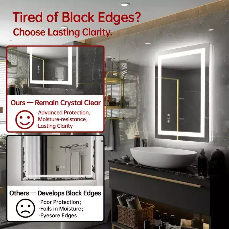 SUMERAIN 20x28 LED Bathroom Mirror with Dimmable Touch Control, Anti-Fog ETL Wall Vanity Mirror