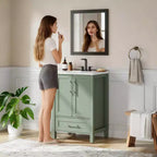 Meuble sous-vasque de salle de bain avec évier en céramique, meuble de rangement avec tiroir, 2 portes à fermeture douce, plan intégré pour salle de bain