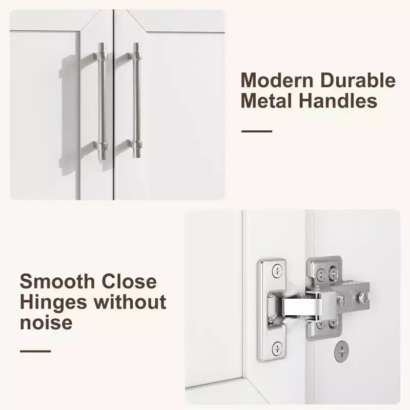 Meuble sous-vasque de salle de bain avec évier en céramique, meuble de rangement avec tiroir, 2 portes à fermeture douce, plan intégré pour salle de bain
