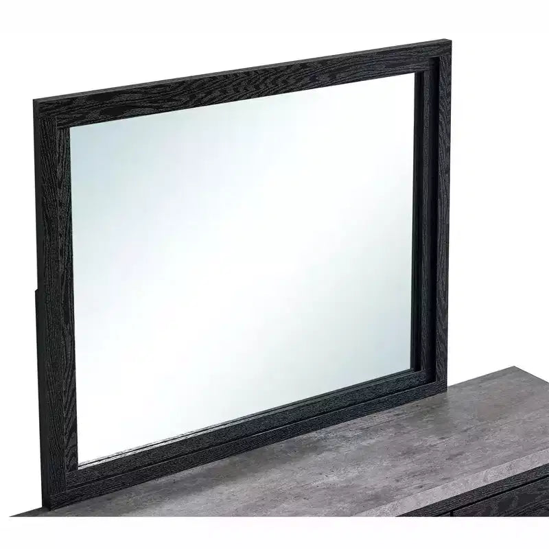 Passion Furniture Grande 41 in. W x 37 in. H Rectangle Wood Frame Black Dresser Mirror