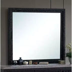 Passion Furniture Grande 41 in. W x 37 in. H Rectangle Wood Frame Black Dresser Mirror