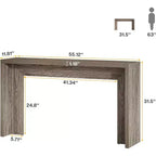 Console de ferme Lantine, table de canapé en bois de 140 cm avec rangement pour entrée, foyer, couloir, salon, assemblage facile (gris)