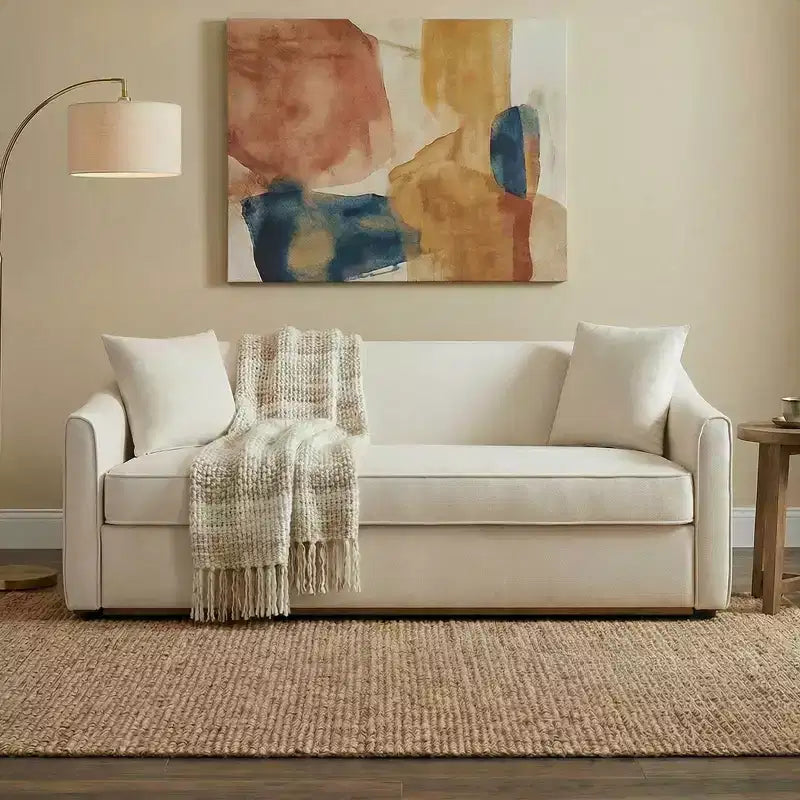 Christopher Knight Home Karim Modern 76 3-Seater Wooden Chenille Upholstered Sofa with Throw Pillows