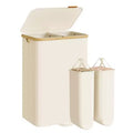 SONGMICS Laundry Hamper, Laundry Sorter with Lid, Storage Basket Bin, Removable Liners, Bamboo Frame, 2 Sections, 39.6 Gal. (150 L)