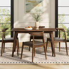 Christopher Knight Home Ahmad Ensemble de salle à manger moderne 5 pièces en bois d'hévéa avec chaises rembourrées en similicuir et table rectangulaire