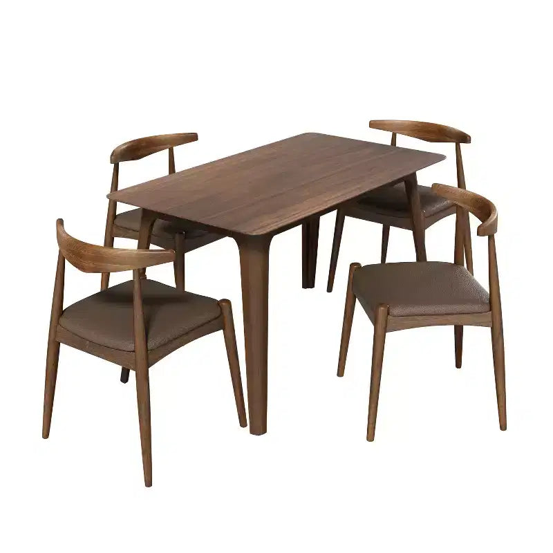 Christopher Knight Home Ahmad Ensemble de salle à manger moderne 5 pièces en bois d'hévéa avec chaises rembourrées en similicuir et table rectangulaire