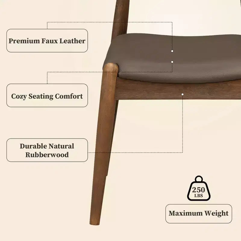 Christopher Knight Home Ahmad Ensemble de salle à manger moderne 5 pièces en bois d'hévéa avec chaises rembourrées en similicuir et table rectangulaire