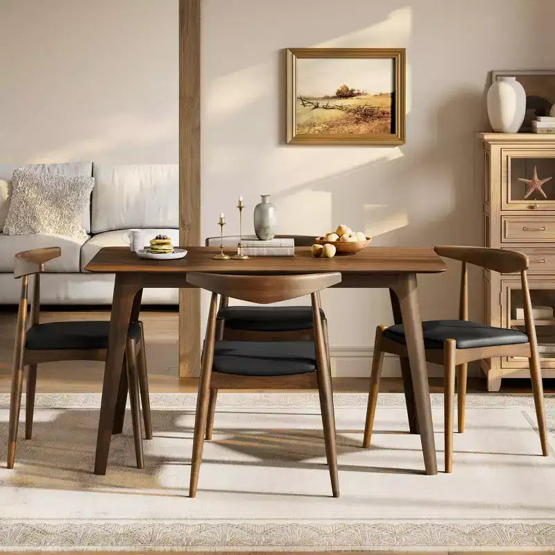 Christopher Knight Home Ahmad Ensemble de salle à manger moderne 5 pièces en bois d'hévéa avec chaises rembourrées en similicuir et table rectangulaire