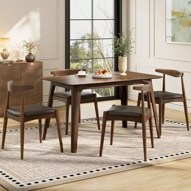 Christopher Knight Home Ahmad Ensemble de salle à manger moderne 5 pièces en bois d'hévéa avec chaises rembourrées en similicuir et table rectangulaire